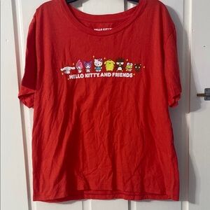 Hello Kitty Red Short Sleeve Tee Cartoon Graphic